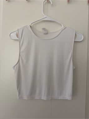 Yogalicious Lux White Ribbed Muscle Crop Tank Top M